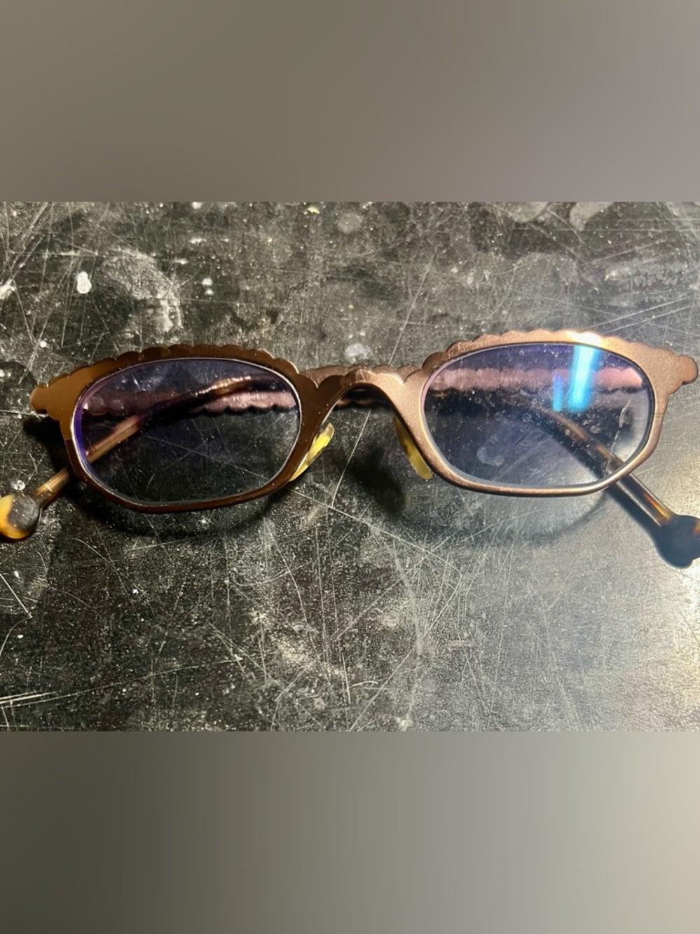 Vintage-inspired Copper Colored Metal Frame Glasses